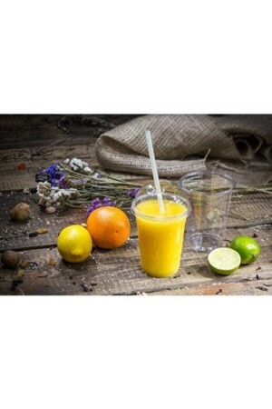 350cc Kalın Pet Plastik Limonata Milkshake Soğuk Kahve Bardağı 50 Adet Kapaklı - İhtiyaç Limanı