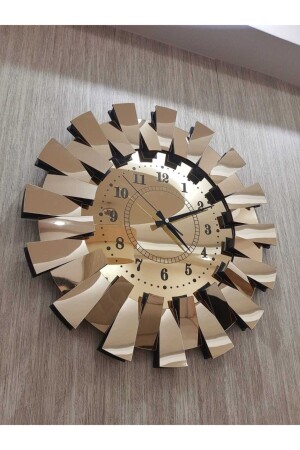 3D-Piano-Luxusmodell, verspiegelte Wanduhr mit türkischen Ziffern, Gold - Tuğbart