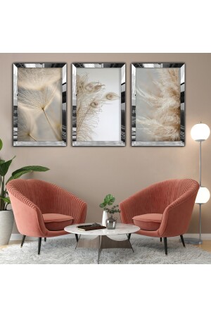 3'lü Gümüş Pleksi Kenar Kolaj Çizim Tablo YNPLK-22 - Zevahir Mobilya Dekorasyon