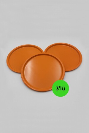 3'lü Metal Turuncu Tek Kişilik Dekoratif Çay, Kahve Ve Pasta Servisi Sunum Tepsisi 22cm MYT212-SET - Fiyakalı Ürünler Atölyesi