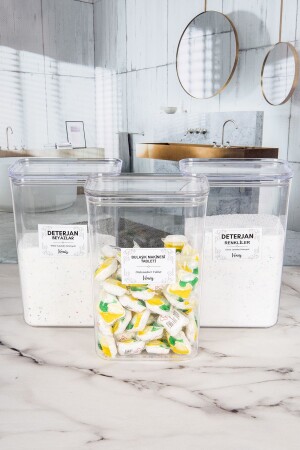 3'lü Ölçek Hediyeli Bulaşık Makinesi Tableti Ve Deterjan Renkliler - Beyazlar Kavanozu-kutusu 3 Lt mutfak1 - Karçiçeği Home