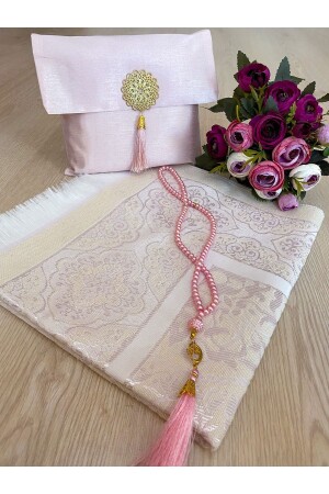 3'lü Şantuk Çantalı Hediyelik Çeyizlik Tesbih Seccade Seti - Ayhanhome