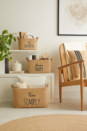 3'lü Set Jüt- Dolap Içi Çamaşır Çocuk Odası Oyuncak Düzenleyici Katlanır Saklama Sepeti Organizer - Ocean Home Textile