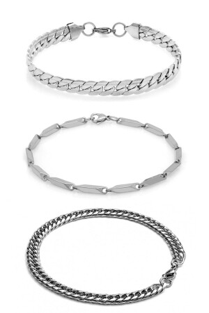 3'lü Unisex Kararmaz Çelik Urban Ezme Singapur Küba Model Spor Bileklik Set - The Collection