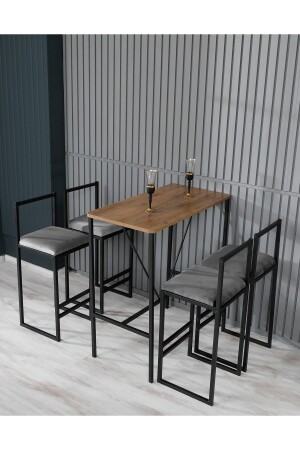 4 Adet Bar Sandalyesi Bar Masası Takımı - Vianem