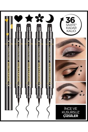 4 Adet Çift Taraflı Yıldız Çiçek Ay Ve Kalp Desenli Eyeliner - Rowenarose