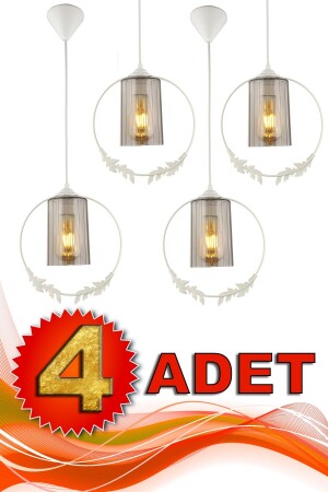 4 Adet Haliç Tekli Avize Beyaz Füme Akrilik BEG1220-4A - Begüsa