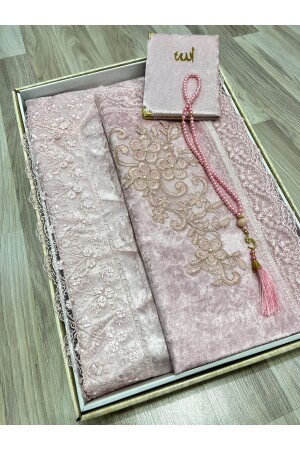 4 Parça Seccade Takımı Çeyizlik Bohça Kutulu Kadife Güpürlü Gelin Damat Seti - Ayhanhome