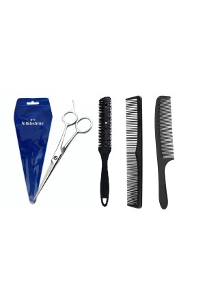 4 Stück 7 Zoll 17. 5 cm Professionelle Friseur Friseur Haar Schnurrbart Schere Set Gerade Schere Rasiermesser Kamm Kämme - Valkyrie