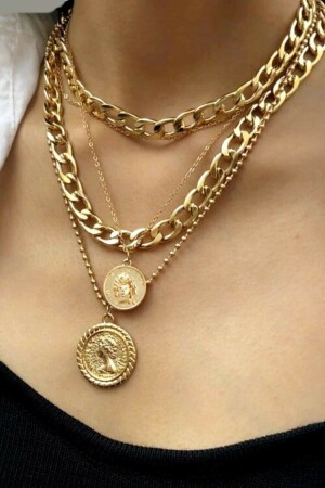 4-teilige Halskette mit Medaillonkette - Esuso