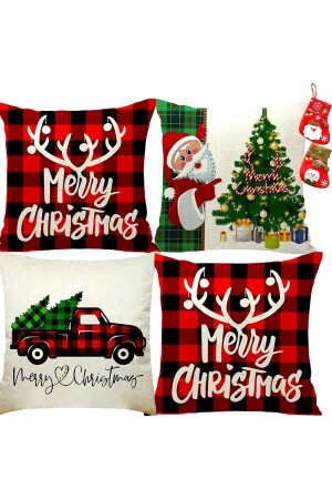 4-teilige Kombination aus Kissen und Kissenbezug mit Weihnachtsmotiv für das neue Jahr (MERRY CHRISTMAS)1664 - Benlisso Home