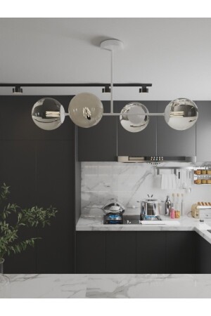 4-teiliger Glop-Kronleuchter aus geräuchertem Farbglas, detaillierter moderner Luxus-Kronleuchter, PIPE-4 STECKER - avizade