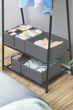 ALIGADO Schubladen-Organizer – 4-teilig, Faltbar, Für Unterwäsche & Socken, Grau