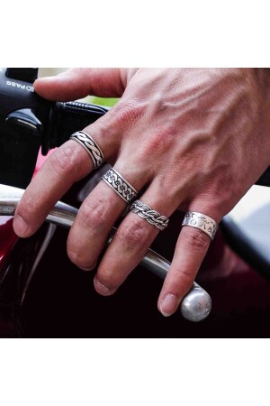 4-teiliges, versilbertes, verstellbares Ehering-Set für Damen und Herren - Renery