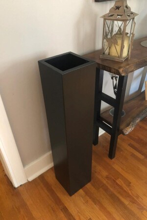 40cm Boyunda Siyah Ahşap Vazo - Düğün Ve Ev Dekorasyonu - Alyones