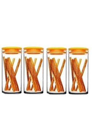 43736 Vakumlu Cam Kavanoz - Cam Erzak Saklama Kabı 4 Lü Sarı Kapaklı pb43736-1 - Paşabahçe