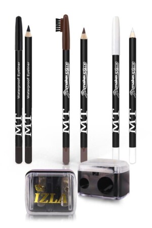 4'lü Set Siyah Göz Kalemi - Beyaz Göz Kalemi - Kahverengi Kaş Kalemi - Izla Açacak - Mt