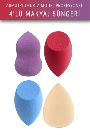 4'lü Yumurta Armut Profesyonel Makyaj Süngeri - Hiruzemin