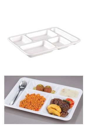 5 Gözlü Tabldot Köpük Tabak - Plastik Çatal,kaşık-karton Bardak 00000017 - Özkan Ambalaj Temizlik