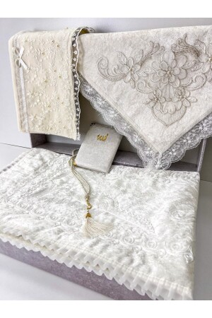 5 Parça Kadife Seccade Takımı Çeyizlik Bohça Kutulu Gelin Damat Seti - Ayhanhome