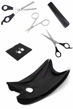5-teiliges Friseurset: Haarschneideschere + Effilierschere + Kamm + Friseurschürze + Augenbrauenschere - Yayke