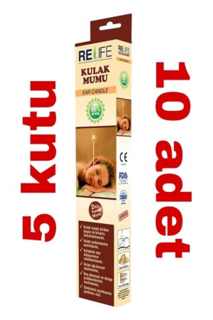 5 X Doğal Kulak Temizleme Mumu Çubuğu Vakumlu Ear Candle kulak01arma - Relife