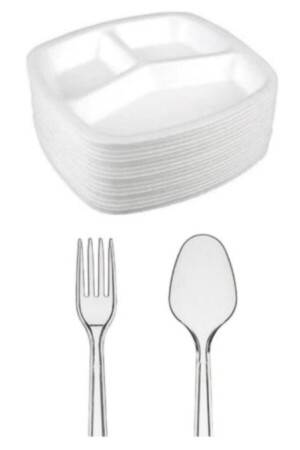 50li Köpük Tabildot- 50 Plastik Çatal- 50 Plastikkaşık - Plastikap