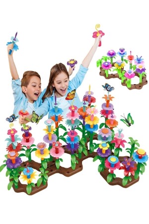 52 Parça Bahçe Çiçek Yapım Seti Yapı Blokları Yapboz Lego Bul Tak Puzzle Eğitici Oyuncak HYD-9015107-6808 - 1