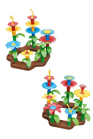 52 Parça Bahçe Çiçek Yapım Seti Yapı Blokları Yapboz Lego Bul Tak Puzzle Eğitici Oyuncak HYD-9015107-6808 - 4