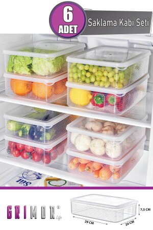6 Adet 3-5 Litre Buzdolabı Içi Düzenleyici Saklama Kabı -derin Dondurucu Ve Mikrodalga - Grimor Life