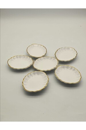 6 Adet Altın Yaldızlı Istridye Seramik Lokumluk Sosluk Reçellik ALNRV235 - MeGgDecor