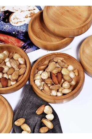 6 Adet Bambu Ağacından Üretilmiş Ahşap Doğal Çerezlik TREND12 - Işıltı My Home