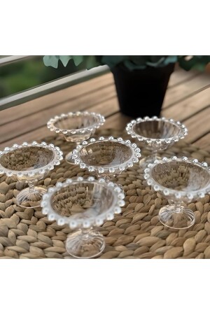 6 Adet Boncuklu Mika Akrilik Lokumluk Şık Kahve Yanı Sunum Çikolata Lokum Kasesi Şekerlik Sunumluk - Amisos