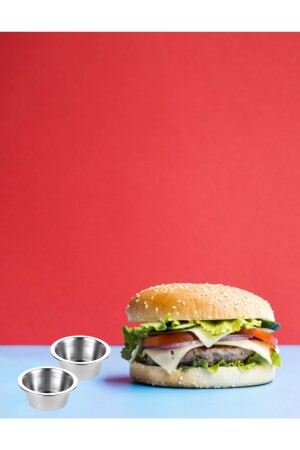 6 Adet Burger Yanı Sosluk Paslanmaz Çelik Reçellik Çerezlik Kahve Yanı Lokumluk OZSA00000060 - 3
