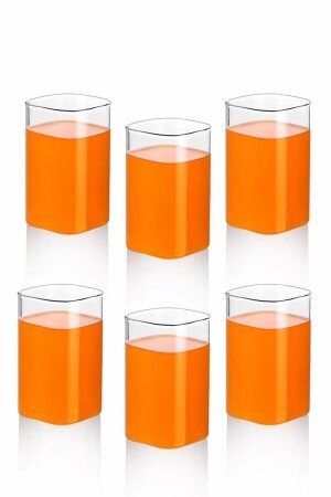 6 Adet Dikdörtgen Isıya Dayanıklı Borosilikat Trend Meşrubat Bardağı Kare Bardak mango123654aew - 1