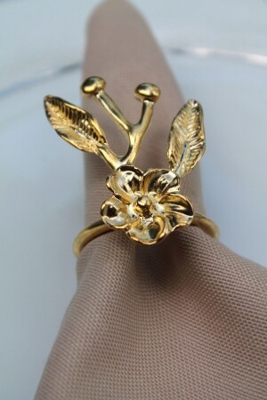 6 Adet Gold Japon Gülü Modern Metal Peçete Halkası 3078 - Emtory Home