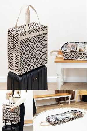 6 Bölmeli Desenli Ayakkabı Hurcu Seyahat Tipi Valiz Üstü Hurç (35x22x40) - Morport