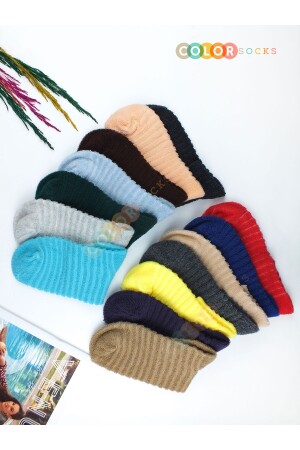 6 Çift Kışlık Kadın Havlu Çorap Seti color2220 - 3