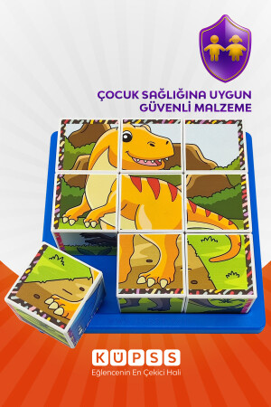 6 Farklı Dinozorlar Eğitici Puzzle Küpler 3d Küp Puzzle Seri 2 - Eğitici Oyuncak 3 4 5 6 Yaş KO009M007 - 2