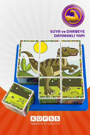 6 Farklı Dinozorlar Eğitici Puzzle Küpler 3d Küp Puzzle Seri 2 - Eğitici Oyuncak 3 4 5 6 Yaş KO009M007 - 3