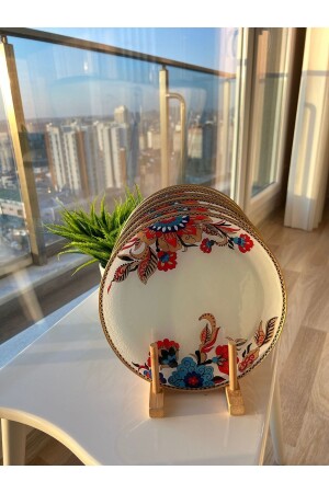 6 Kişilik 12 Parça Beyaz Çiçek Desen Servis Ve Pasta Tabağı Seti - Poncikpazar