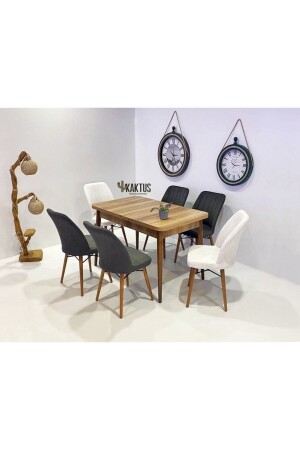 6 Kişilik Açılır Masa Sandalye Takımı Mutfak Masası Takımı Salon Masası Yemek Masası Masa Takımı - Kaktüs Avm