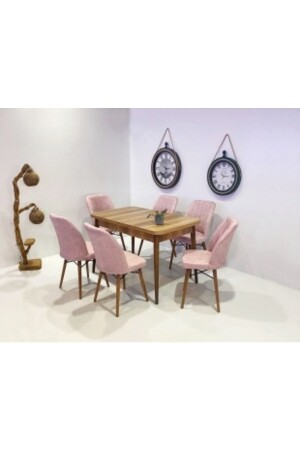 6 Kişilik Açılır Masa Sandalye Takımı Mutfak Masası Takımı Salon Masası Yemek Masası Masa Takımı - Kaktüs Avm