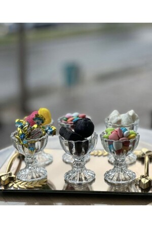 6 lı Ayaklı Mini Kahve Yanı Lokumluk Şekerlik İkramlık - Clasavm