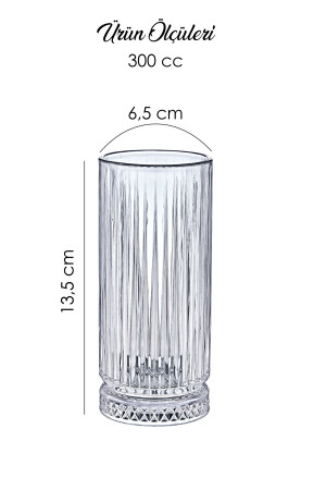 6 Lı Kristal Akrilik Su Meşrubat Bardağı 300 Cc Elysia Model Mika Bardak (CAM DEĞİLDİR) GM00365 - 6