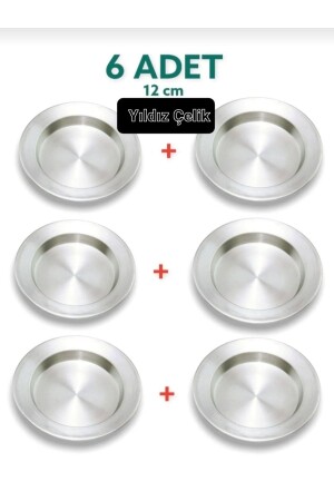 6 Stück Aluminium-Kunefe-Teller für Einzelportionen, 12 cm Boden - Yıldız çelik