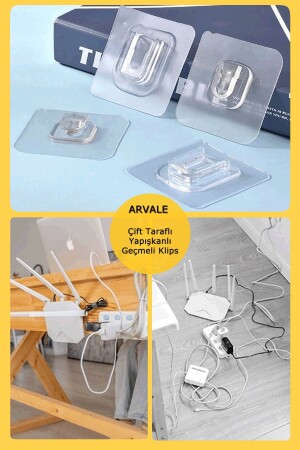 6 Stück doppelseitig klebende Schnappklammern zur Artikelbefestigung, transparenter Wandhaken - Arvale