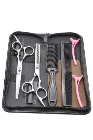 6 Stück Smith Chu 6. 0 Zoll 17 cm professionelles Friseur-Haar-Schnurrbart-Scheren-Set mit Ledertasche - Uniquem