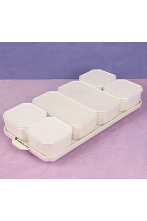 6-teiliges Frühstücksset aus reinem Porzellan mit abgedecktem Tablett 7610 - AROW