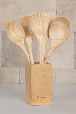 6-teiliges hochwertiges, handgefertigtes Küchenset mit Holzlöffeln, leicht zu reinigen, mattglänzende Oberfläche OZA0018S - 5